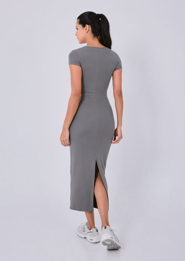 Women's Short Sleeve Dress Pebble Grey