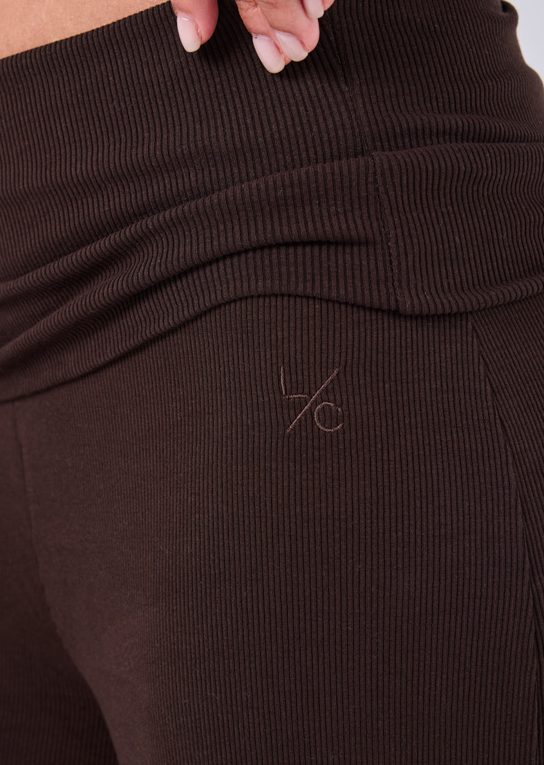 Women's Fold Waist Pants Dark Cocoa