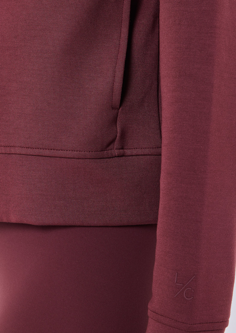 Women's Zip Up Hoodie Dark Burgundy