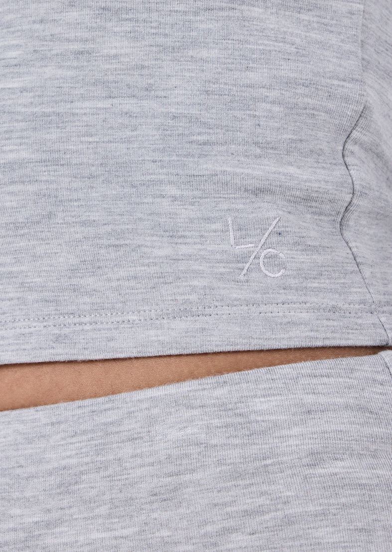 Women's Slash Neck Top Grey Marl