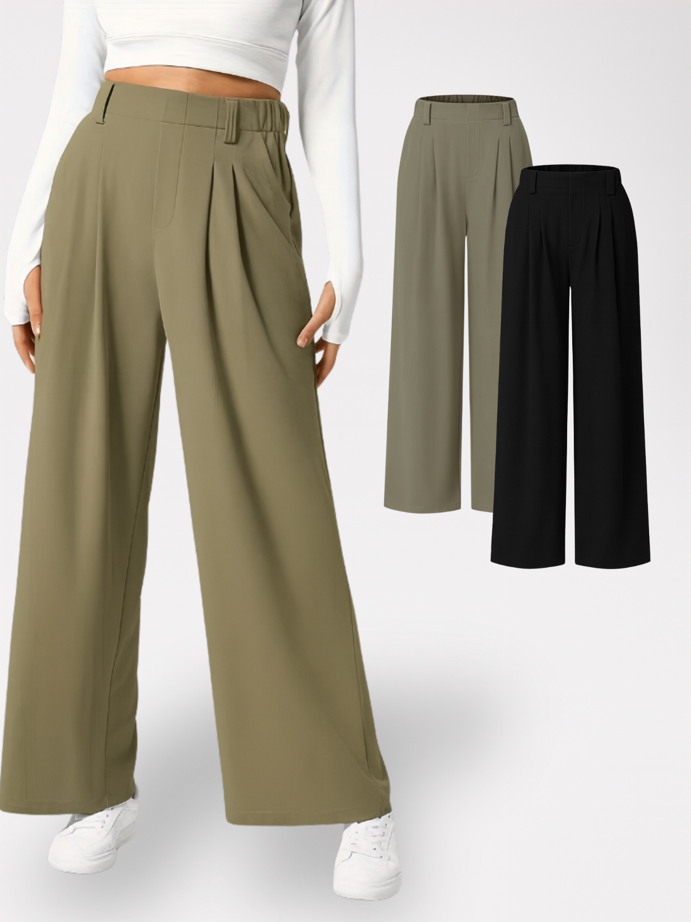 Homeclo® |  2 Pieces wide-Leg Trousers With Pockets