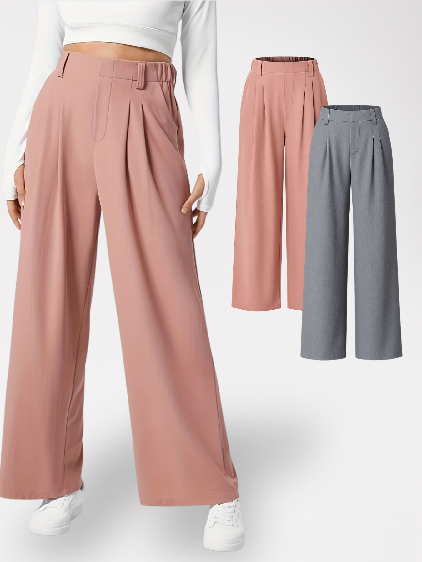 Homeclo® |  2 Pieces wide-Leg Trousers With Pockets