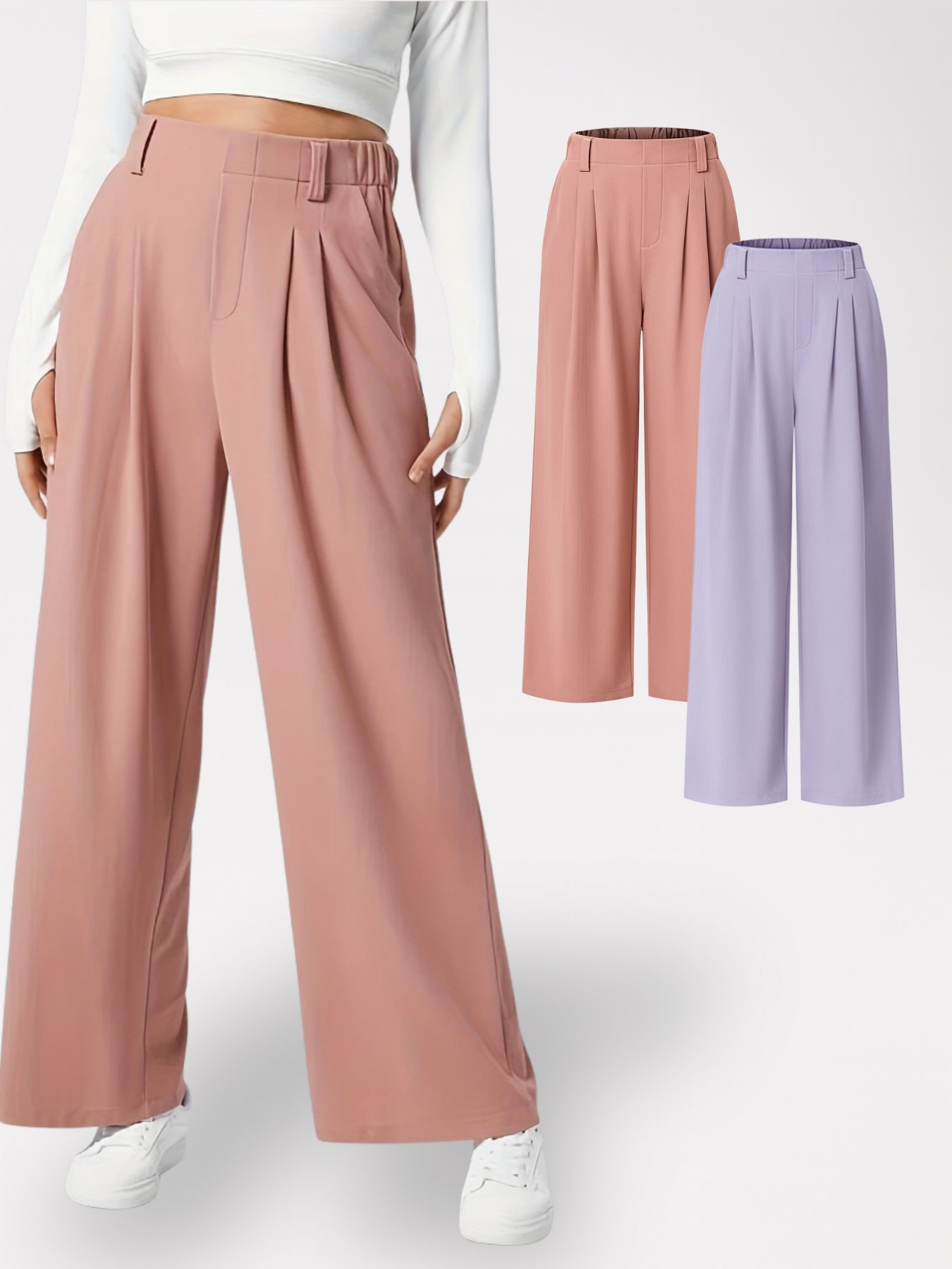 Homeclo® |  2 Pieces wide-Leg Trousers With Pockets