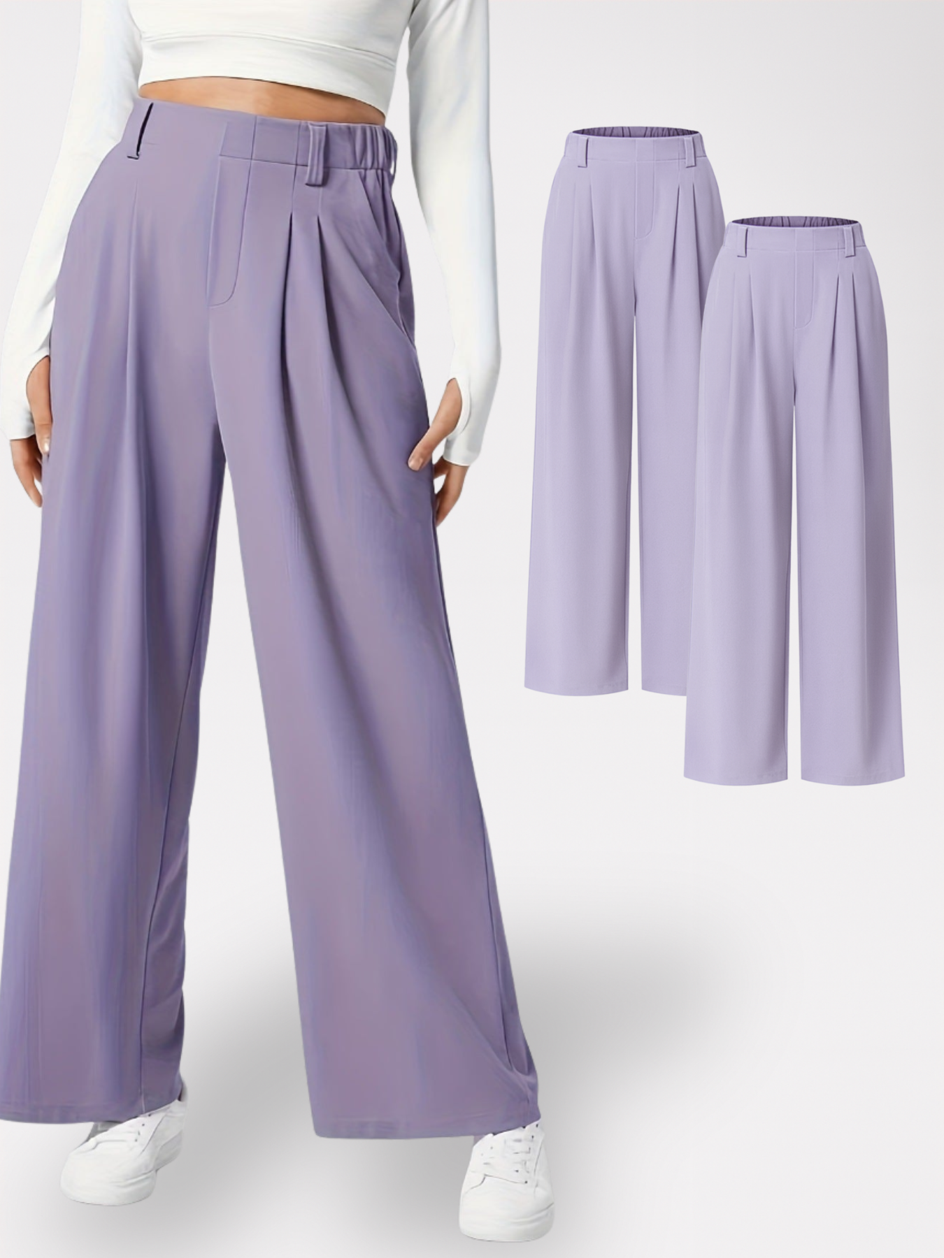 Homeclo® |  2 Pieces wide-Leg Trousers With Pockets