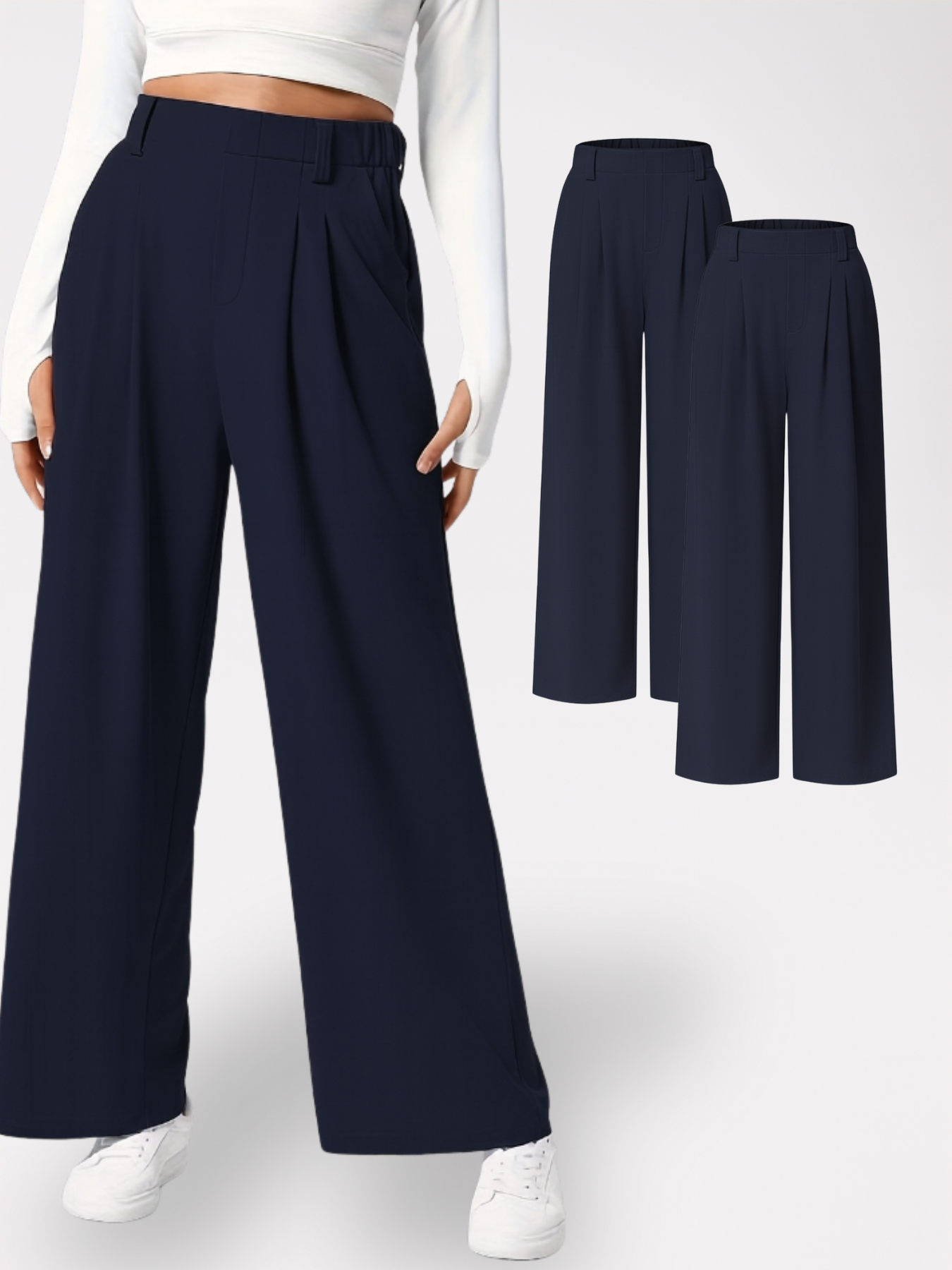 Homeclo® |  2 Pieces wide-Leg Trousers With Pockets
