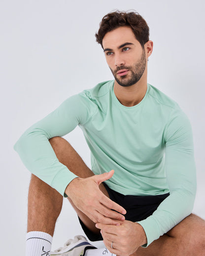 Mens Hybrid Active Long Sleeve Top Style Fresh Mint