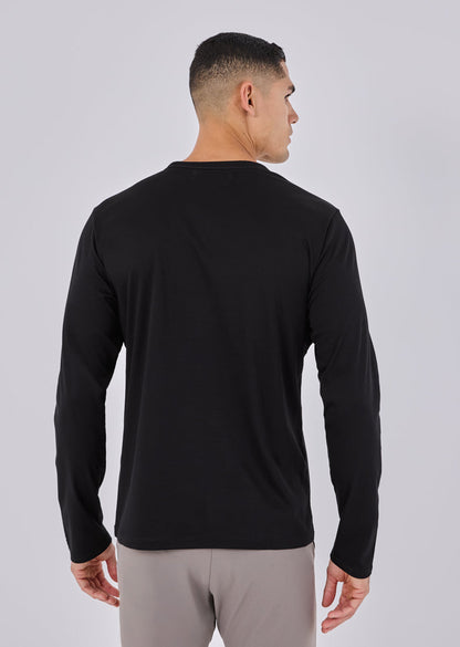 Mens Mercerised Long Sleeve Black