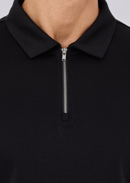 Mens Mercerised Half Zip Polo Black