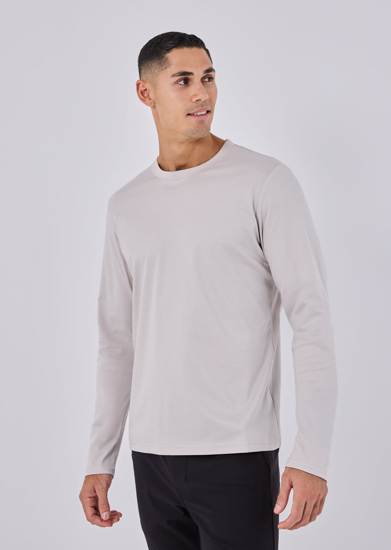 Mens Mercerised Long Sleeve Stone