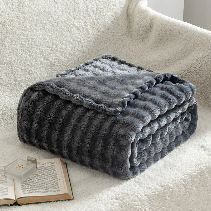 Textured Plush Fleece Throw Blanket