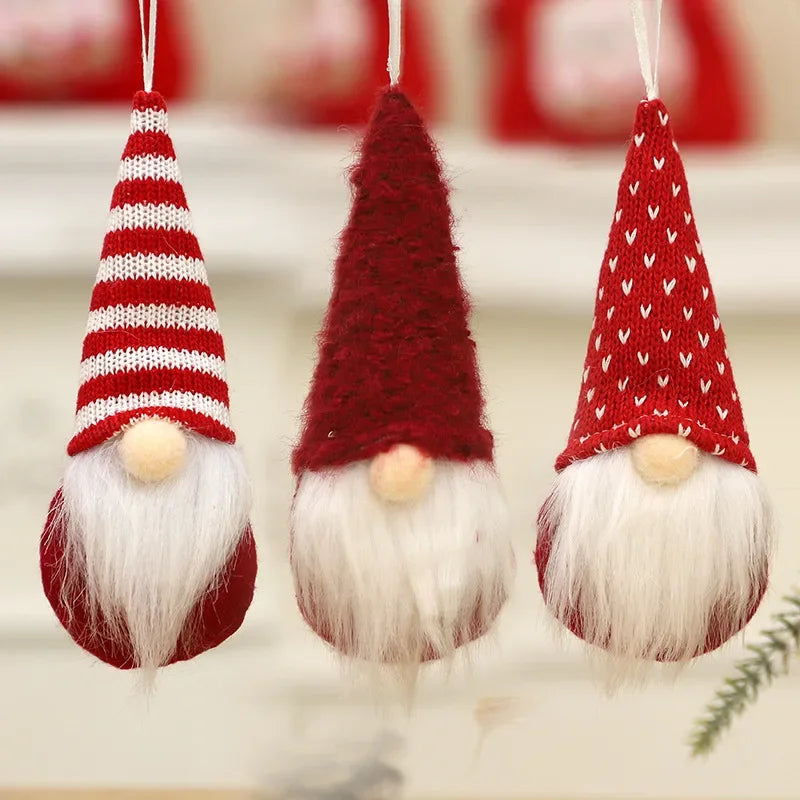 Cozy Christmas Gnome Trio – Plush Ornaments