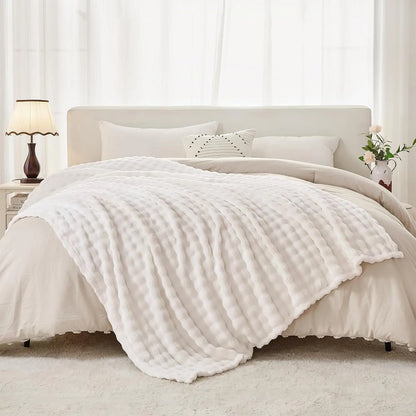 Textured Plush Fleece Throw Blanket