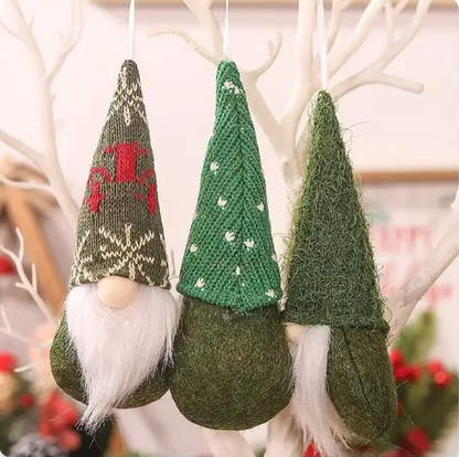 Cozy Christmas Gnome Trio – Plush Ornaments