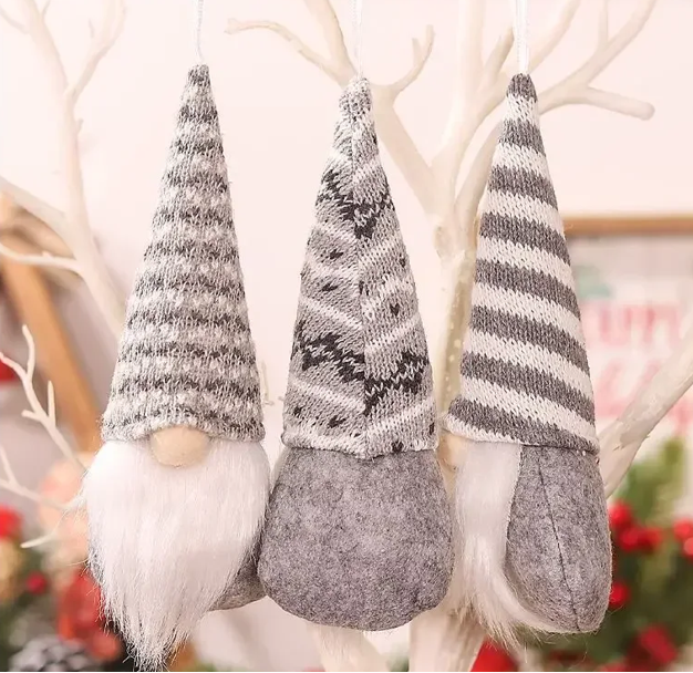 Cozy Christmas Gnome Trio – Plush Ornaments