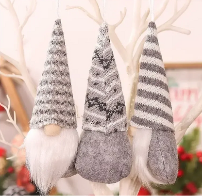 Cozy Christmas Gnome Trio – Plush Ornaments