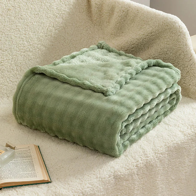 Textured Plush Fleece Throw Blanket