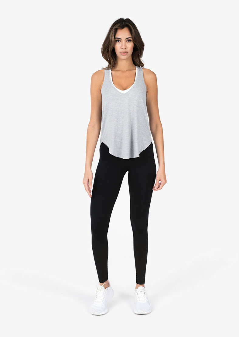 Women's Reversible Long Tank Grey Marl