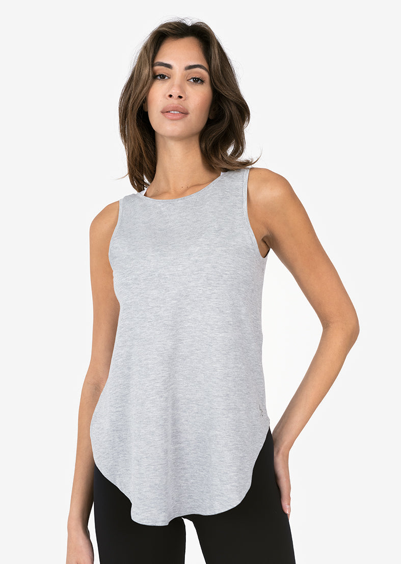 Women's Reversible Long Tank Grey Marl