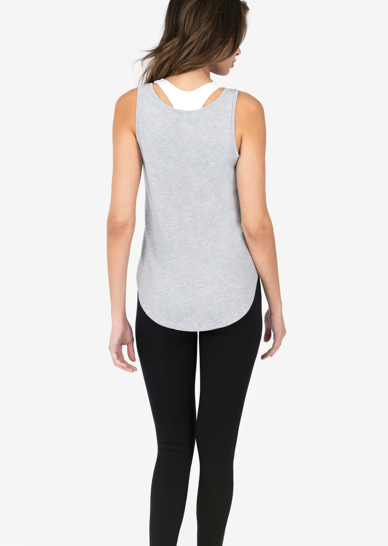 Women's Reversible Long Tank Grey Marl