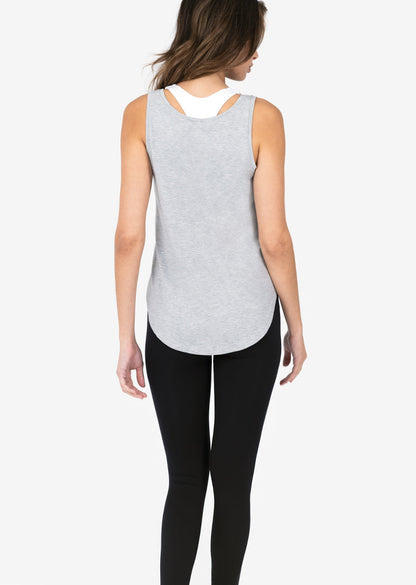 Women's Reversible Long Tank Grey Marl