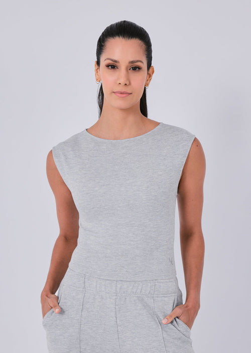 Women's Cap Sleeve Top Grey Marl