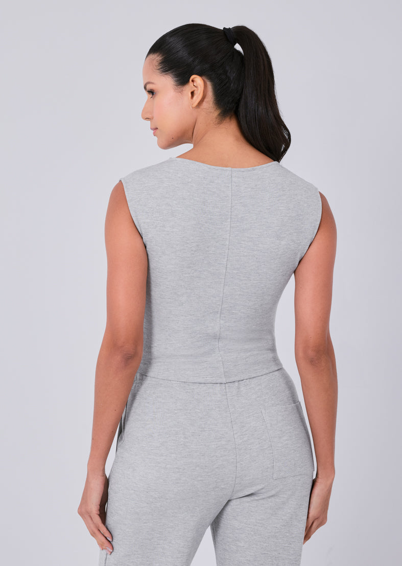 Women's Cap Sleeve Top Grey Marl