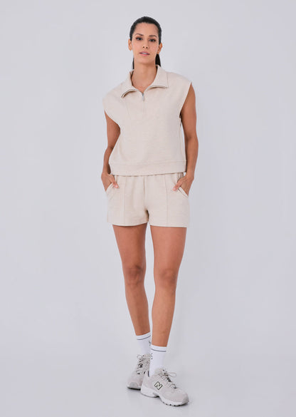 Women's Pintuck Shorts Oatmeal Heather