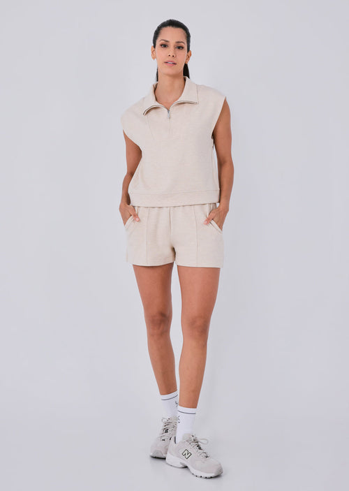 Women's Pintuck Shorts Oatmeal Heather