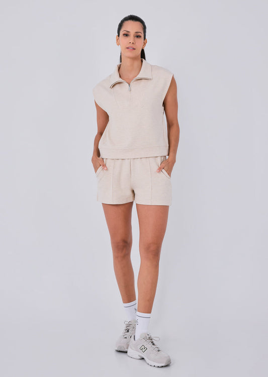 Women's Pintuck Shorts Oatmeal Heather