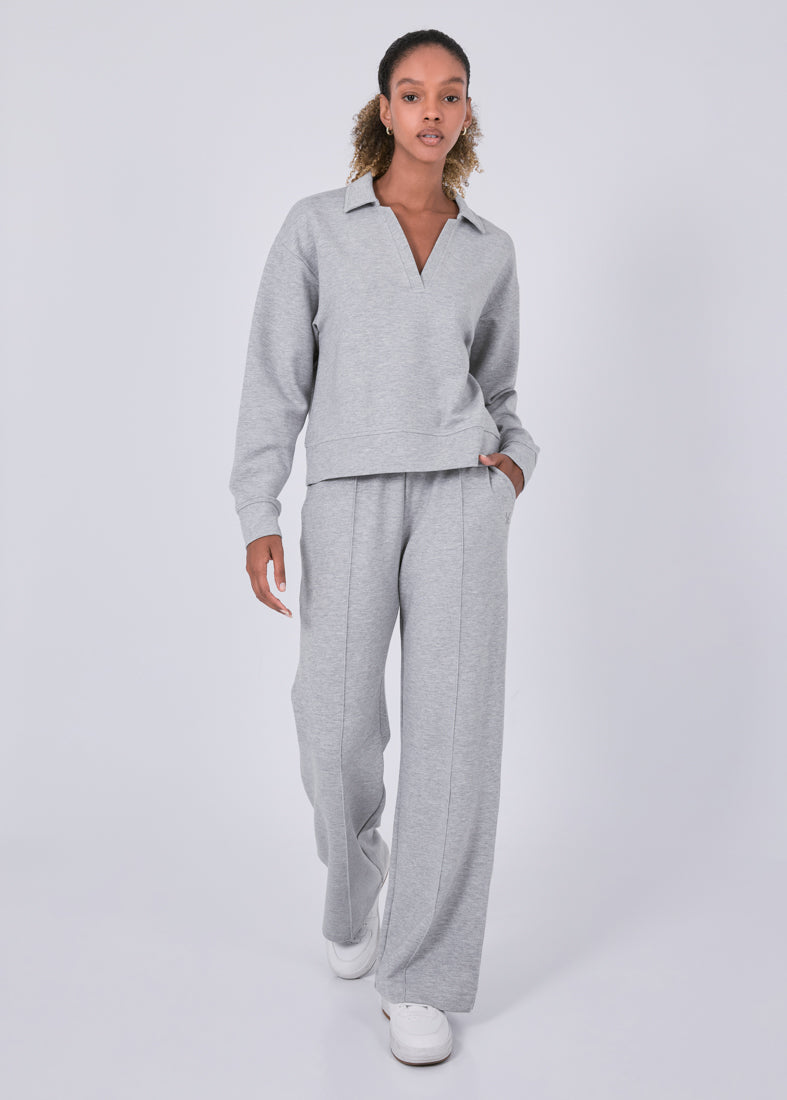 Women's Straight Leg Short Length Pants Grey Marl