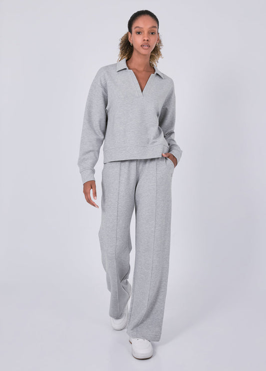 Women's Straight Leg Short Length Pants Grey Marl