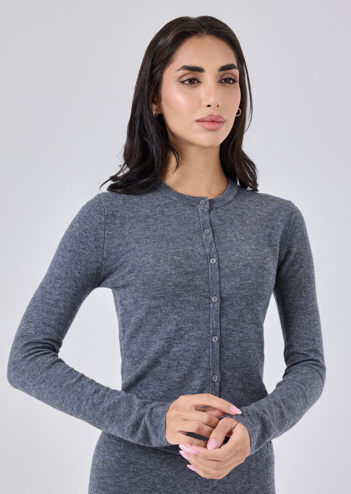 Women's Button Cardigan Grey Marl