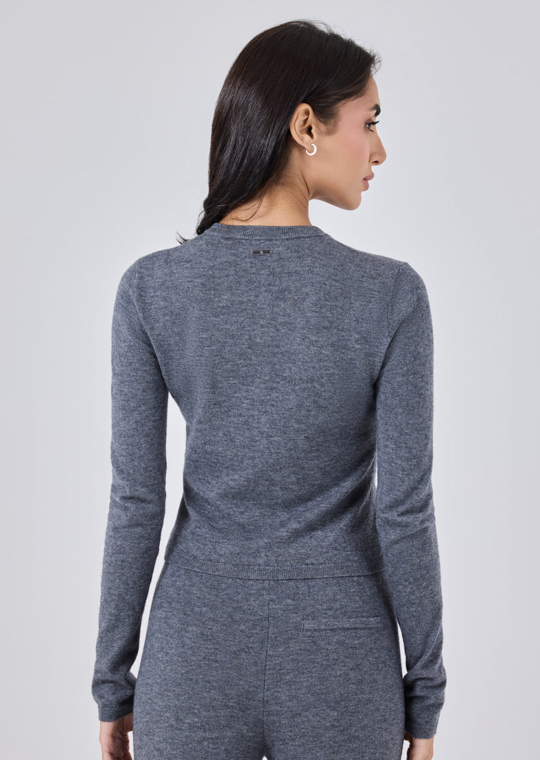 Women's Button Cardigan Grey Marl