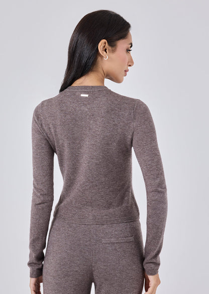 Women's Button Cardigan Taupe Marl