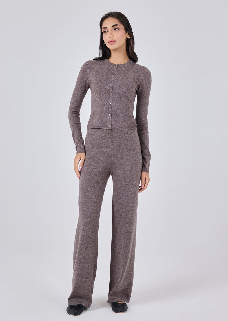 Women's Button Cardigan Taupe Marl