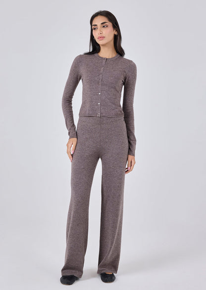 Women's Button Cardigan Taupe Marl