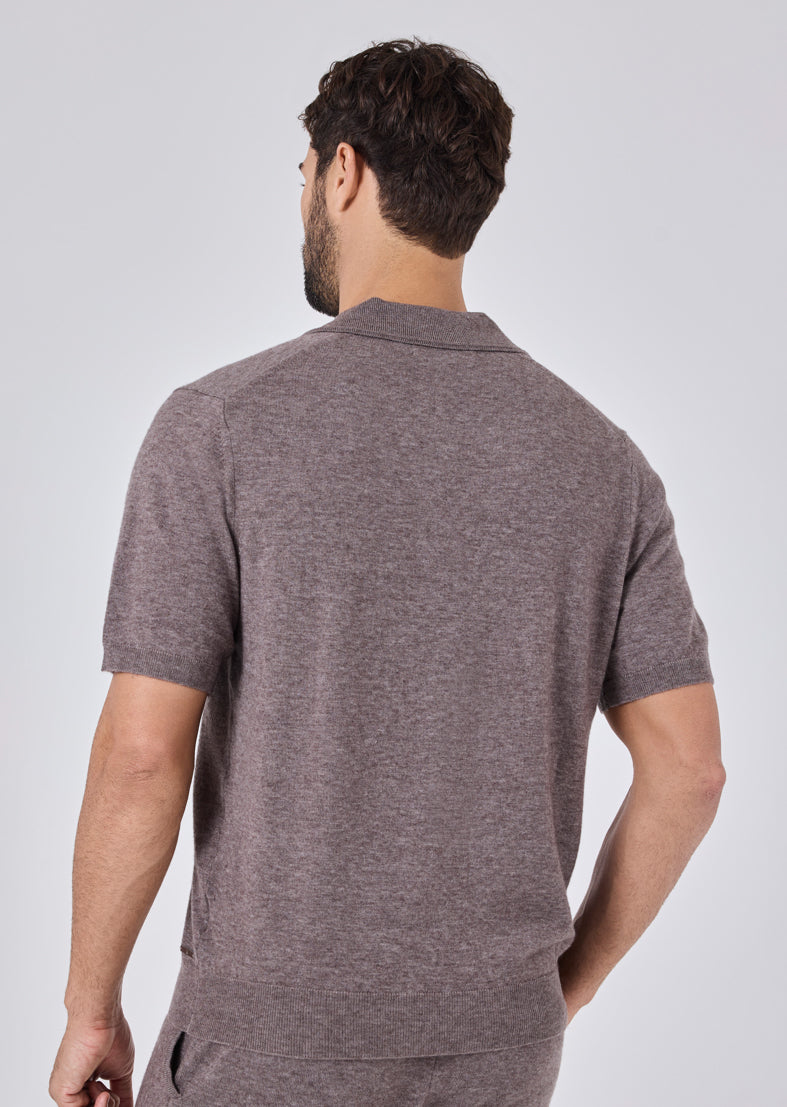 Men's Polo Top Taupe Marl