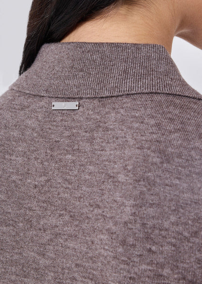 Women's Polo Top Taupe Marl