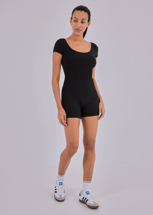 Women's Cap Sleeve Onesie  Black