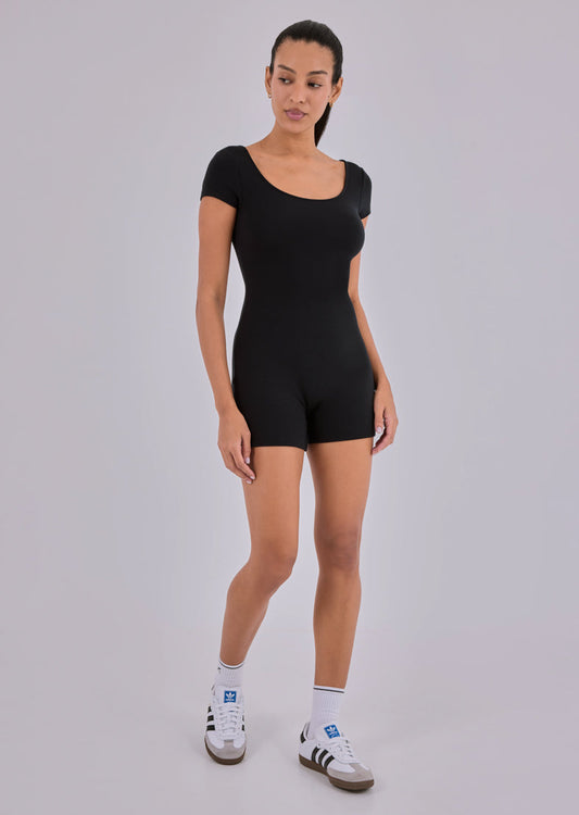 Women's Cap Sleeve Onesie  Black