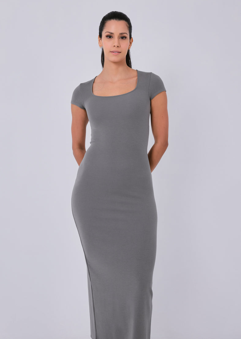 Women's Short Sleeve Dress Pebble Grey