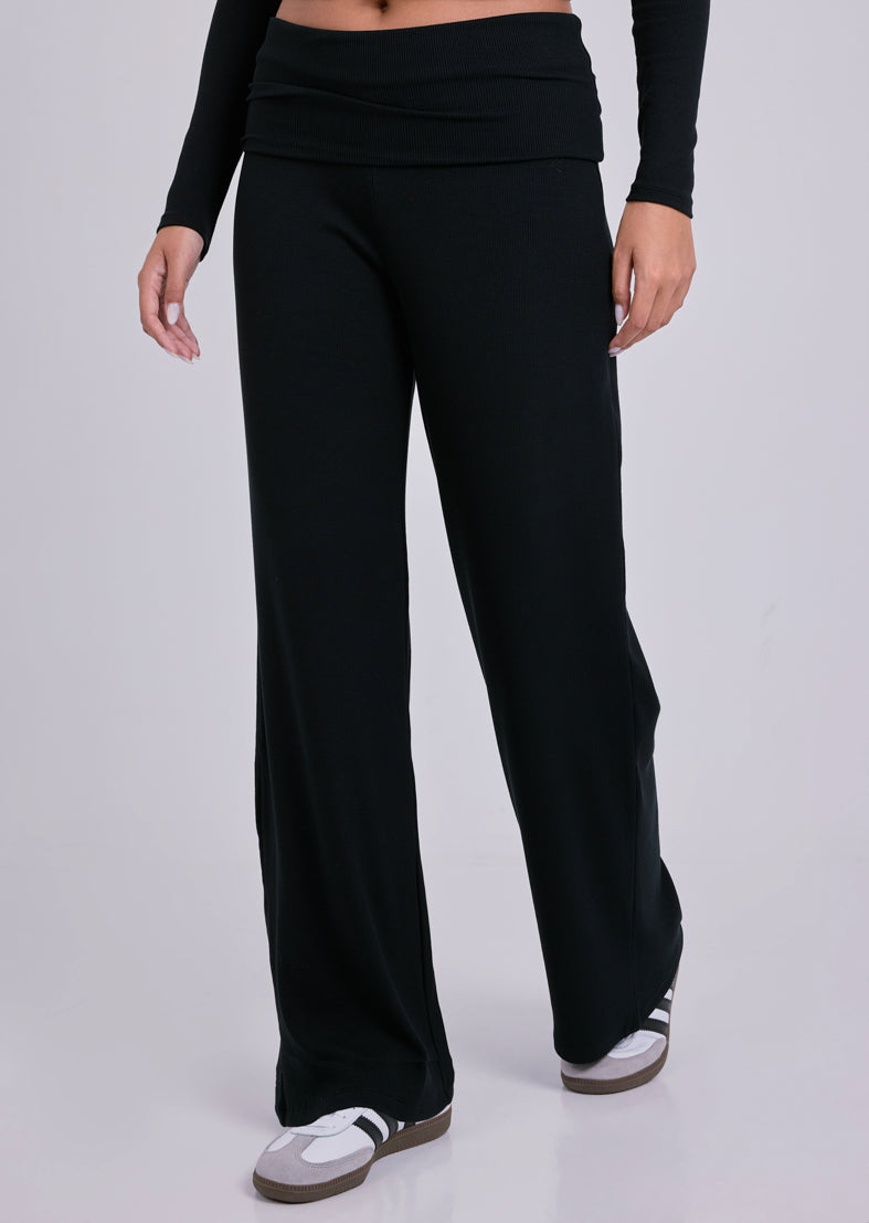 Women's Fold Waist Pants Black