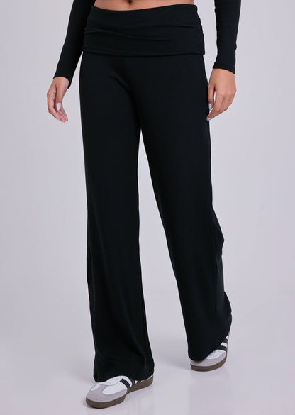 Women's Fold Waist Pants Black