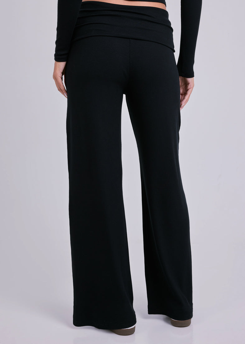 Women's Fold Waist Pants Black