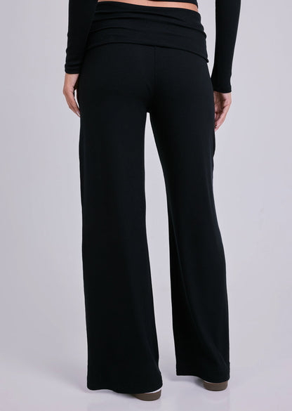Women's Fold Waist Pants Black