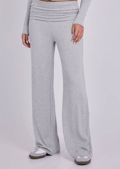 Women's Fold Waist Pants Grey Marl