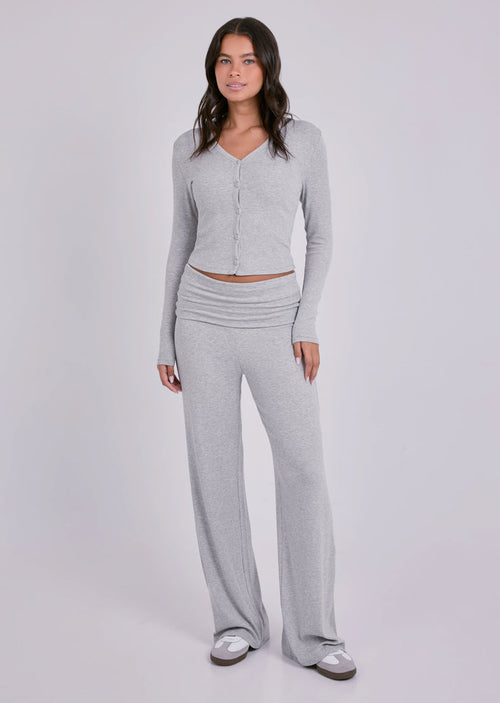 Women's Fold Waist Pants Grey Marl