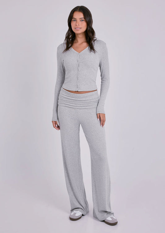 Women's Fold Waist Pants Grey Marl