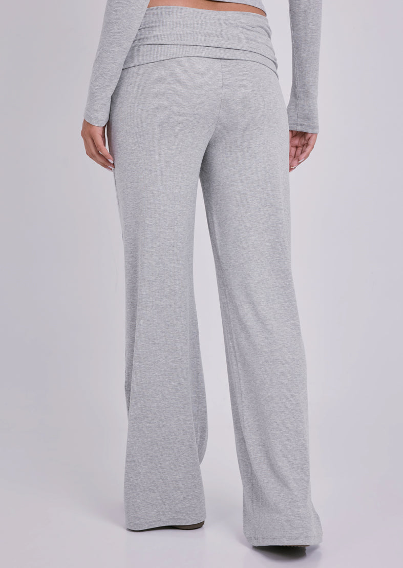 Women's Fold Waist Pants Grey Marl