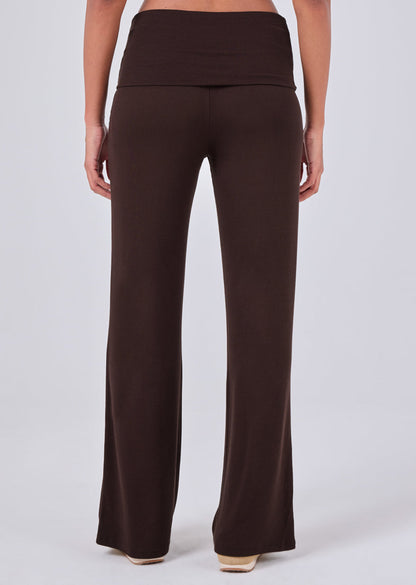 Women's Fold Waist Pants Dark Cocoa